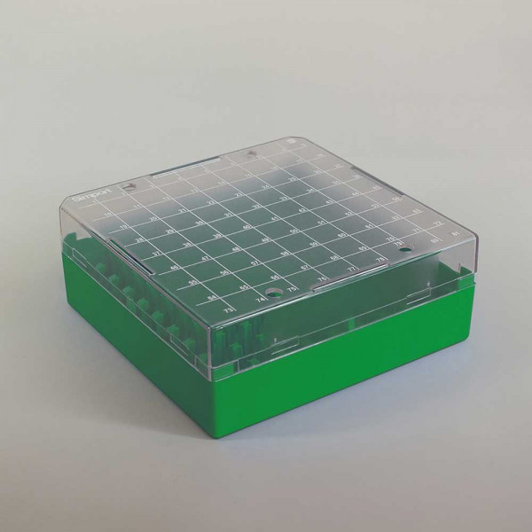 100 Position Cryobox,1.0 - 2.0ml Vials, Green